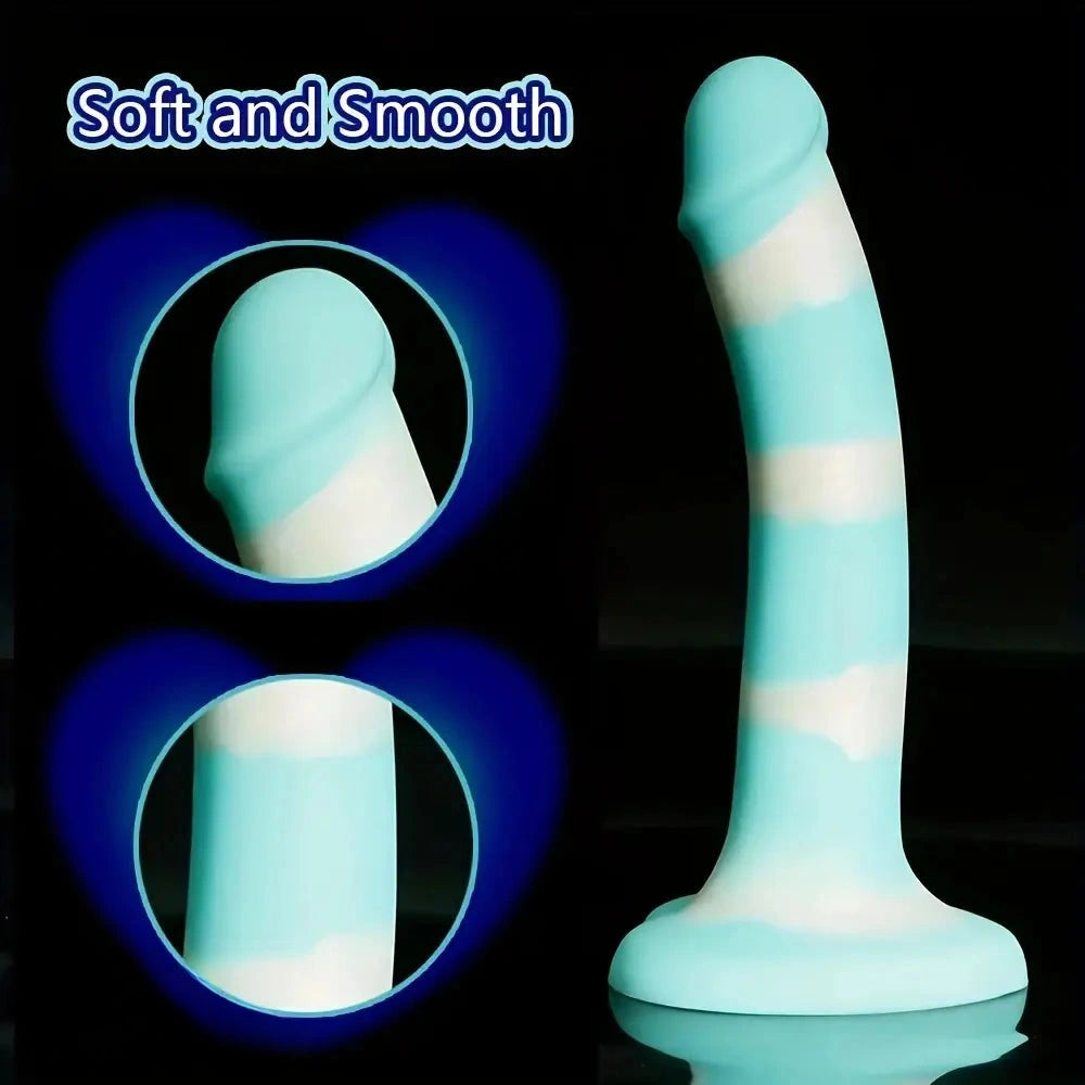 8.66in Three Styles Silicone Glow In Dark Jelly Dildo Sex Toy For Adult Female
