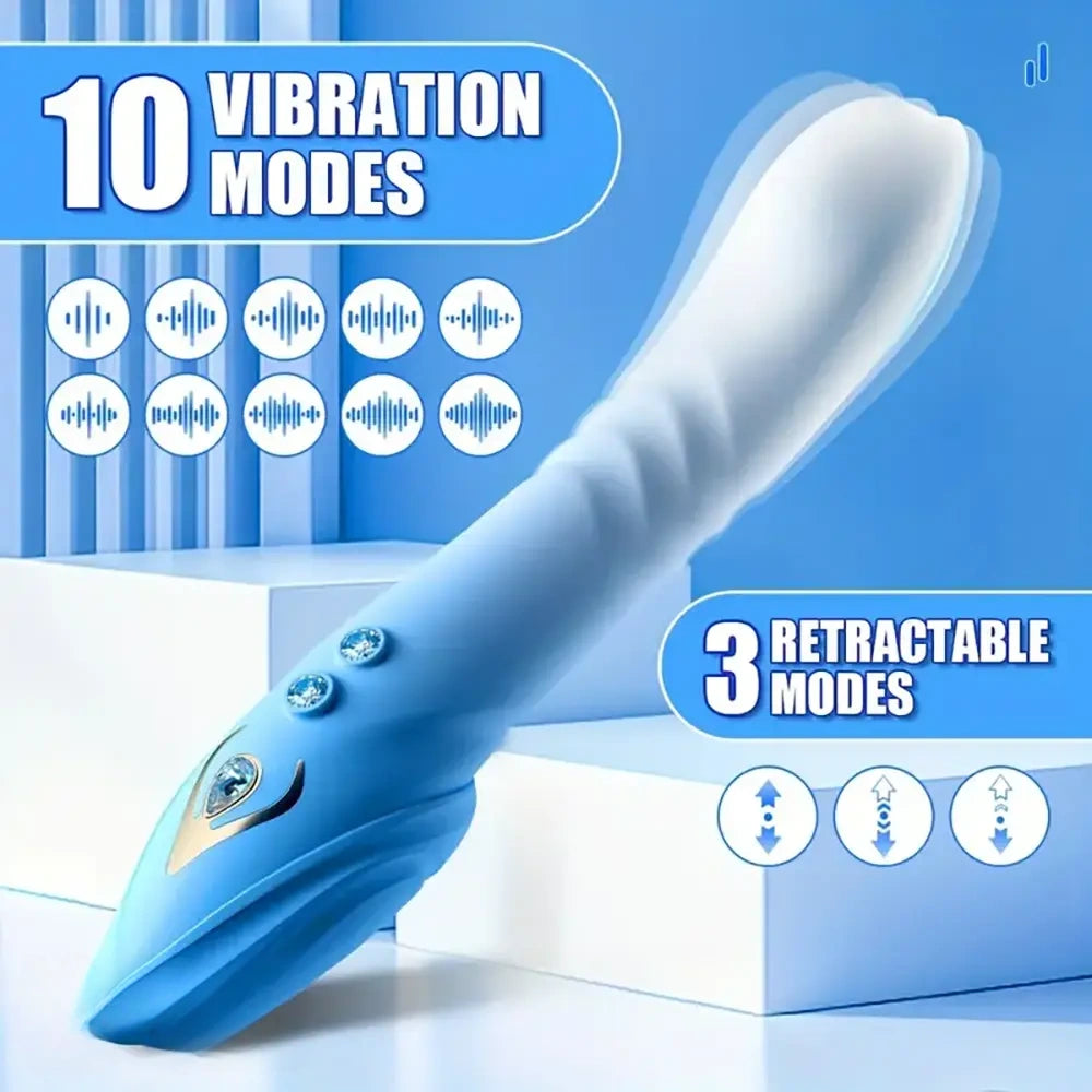 8.66in Thrusting Vibrating Automatic Big Silicone Soft Women Dildo