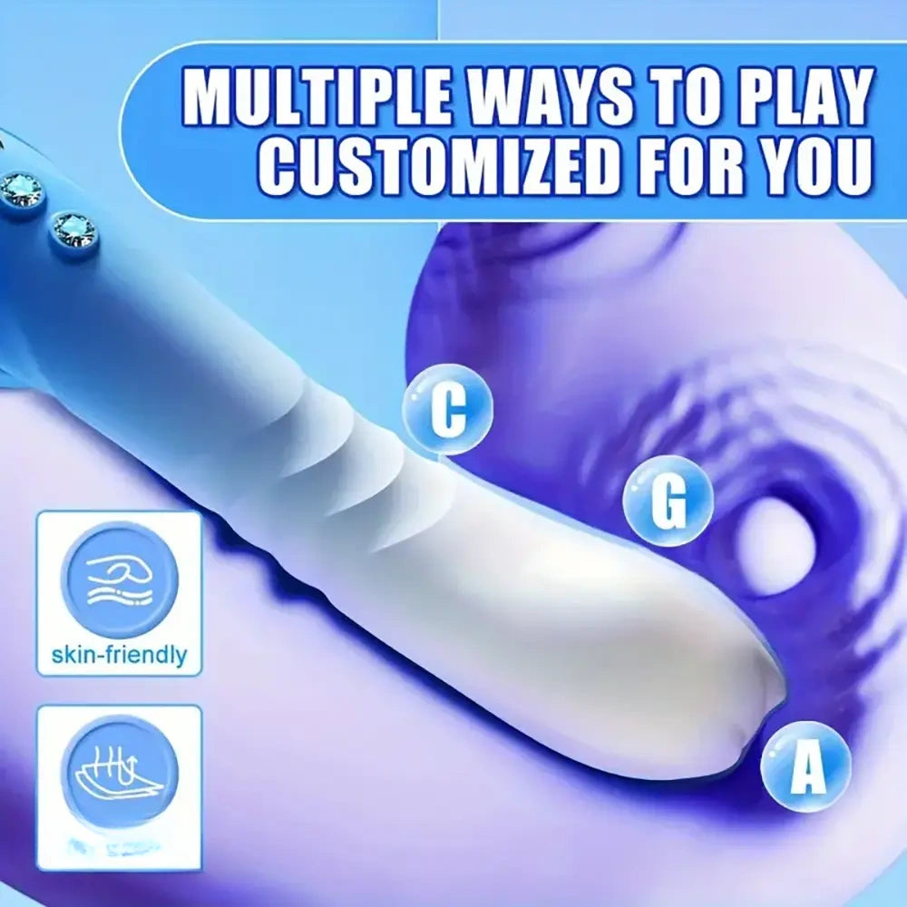 8.66in Thrusting Vibrating Automatic Big Silicone Soft Women Dildo