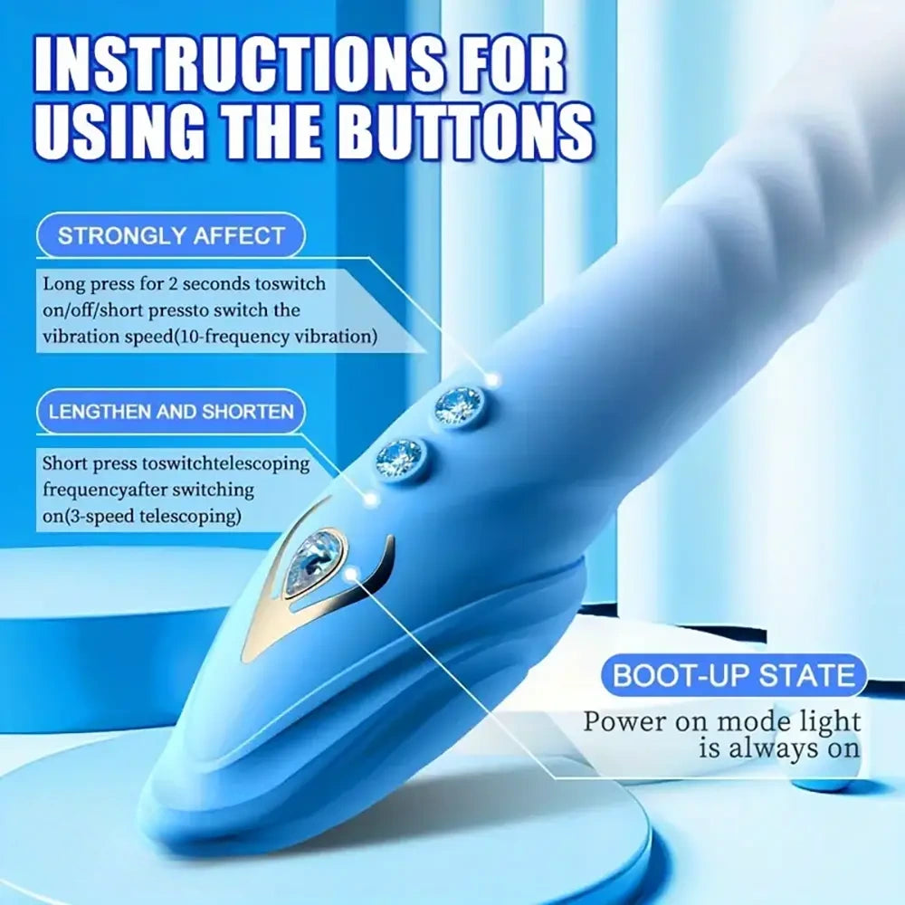 8.66in Thrusting Vibrating Automatic Big Silicone Soft Women Dildo