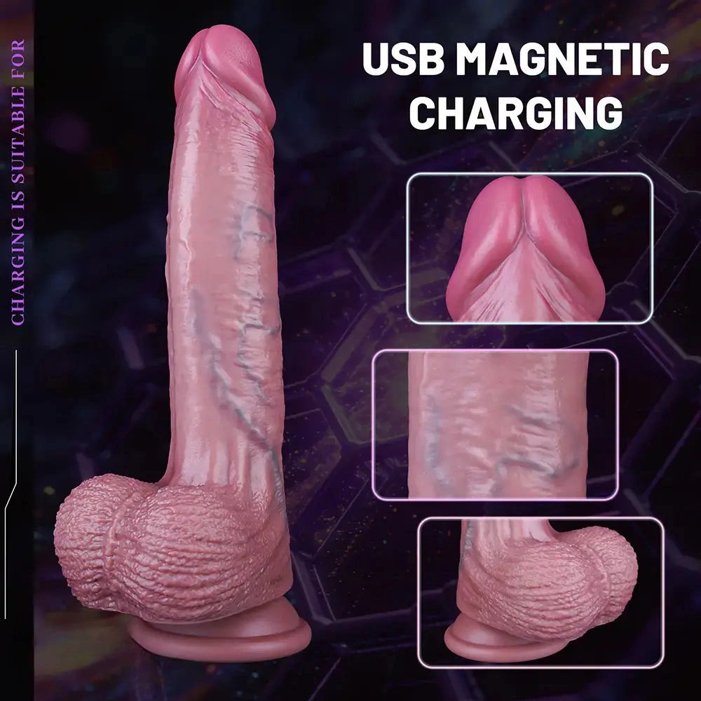 8.66in Thrusting Vibrating Heating Automatic Lifelike Big Dildo For Male