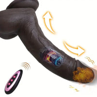 8.66in Usb Powered 10 Vibrating 9 Thrusting Remote Silicone Ebony Dildo