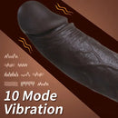 8.66in Usb Powered 10 Vibrating 9 Thrusting Remote Silicone Ebony Dildo