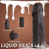 8.66in Usb Powered 10 Vibrating 9 Thrusting Remote Silicone Ebony Dildo