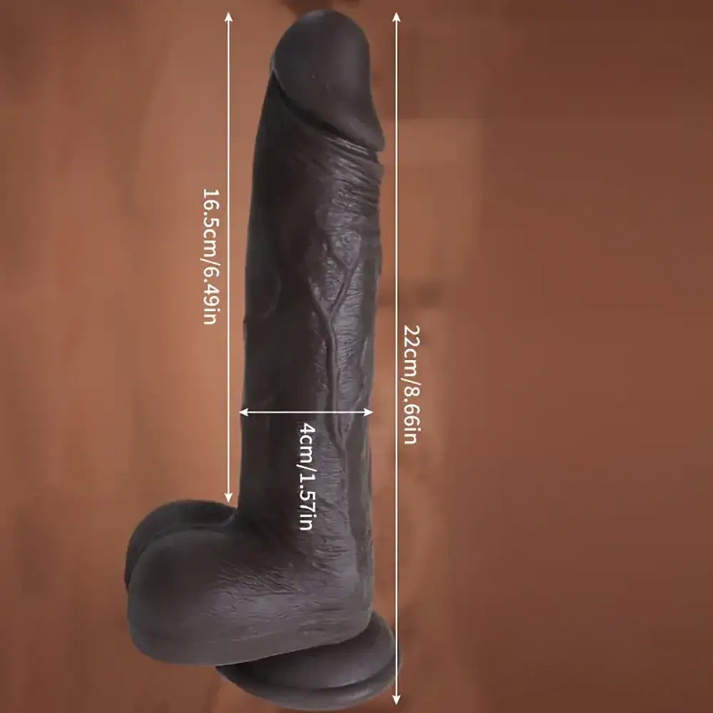8.66in Usb Powered 10 Vibrating 9 Thrusting Remote Silicone Ebony Dildo