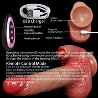 8.66in Vibrating Heating Thrusting Soft Silicone Automatic Dildo For Adults