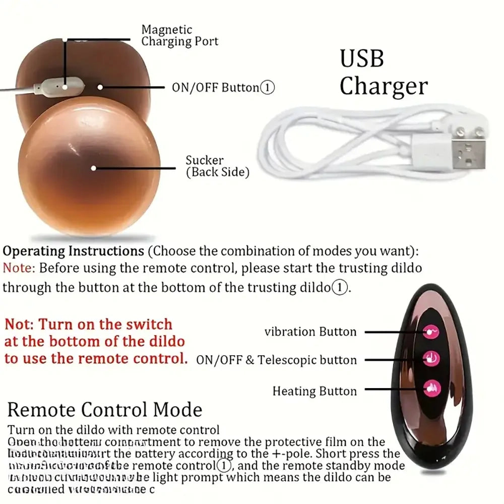 8.66in Vivid Thrusting Warming Silicone Soft Automatic Vibrating Dildo