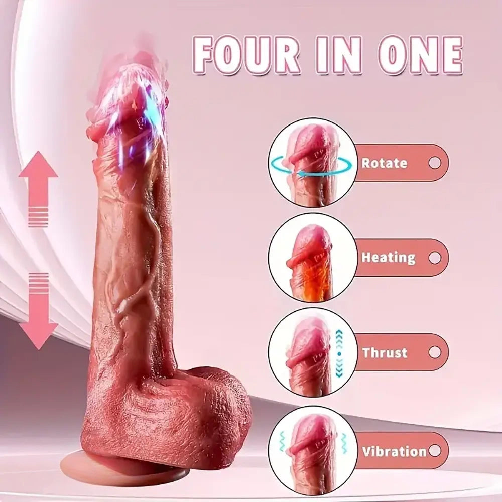 8.66in Vivid Thrusting Warming Silicone Soft Automatic Vibrating Dildo