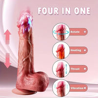 8.66in Vivid Thrusting Warming Silicone Soft Automatic Vibrating Dildo