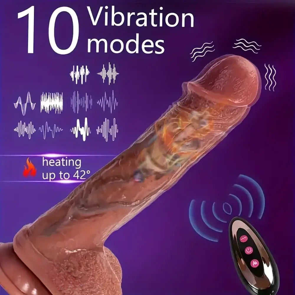 8.66in Wireless Vibrating Thrusting Heating Silicone Big Soft Real Dildo