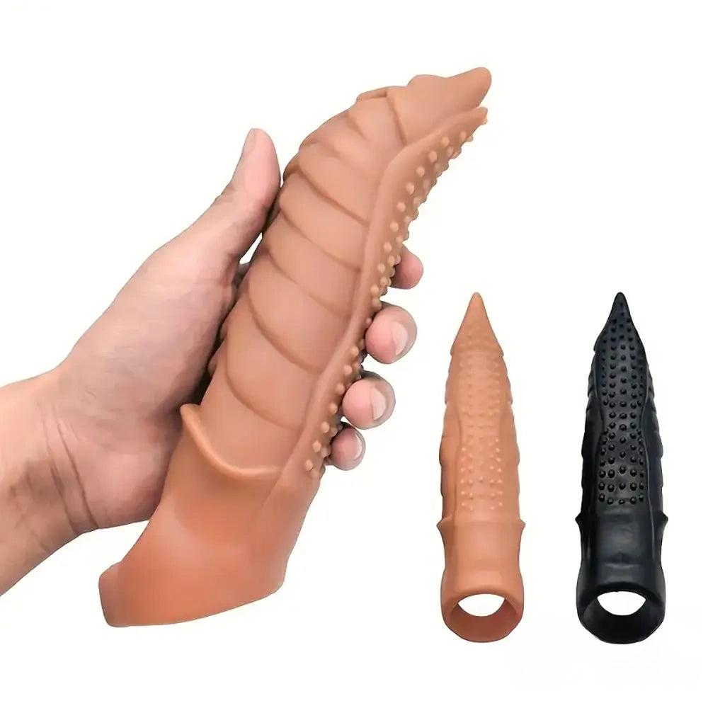 8.66in Wolf Head TPE Cock Sleeve Big Dildo BDSM Sex Toy For G Spot