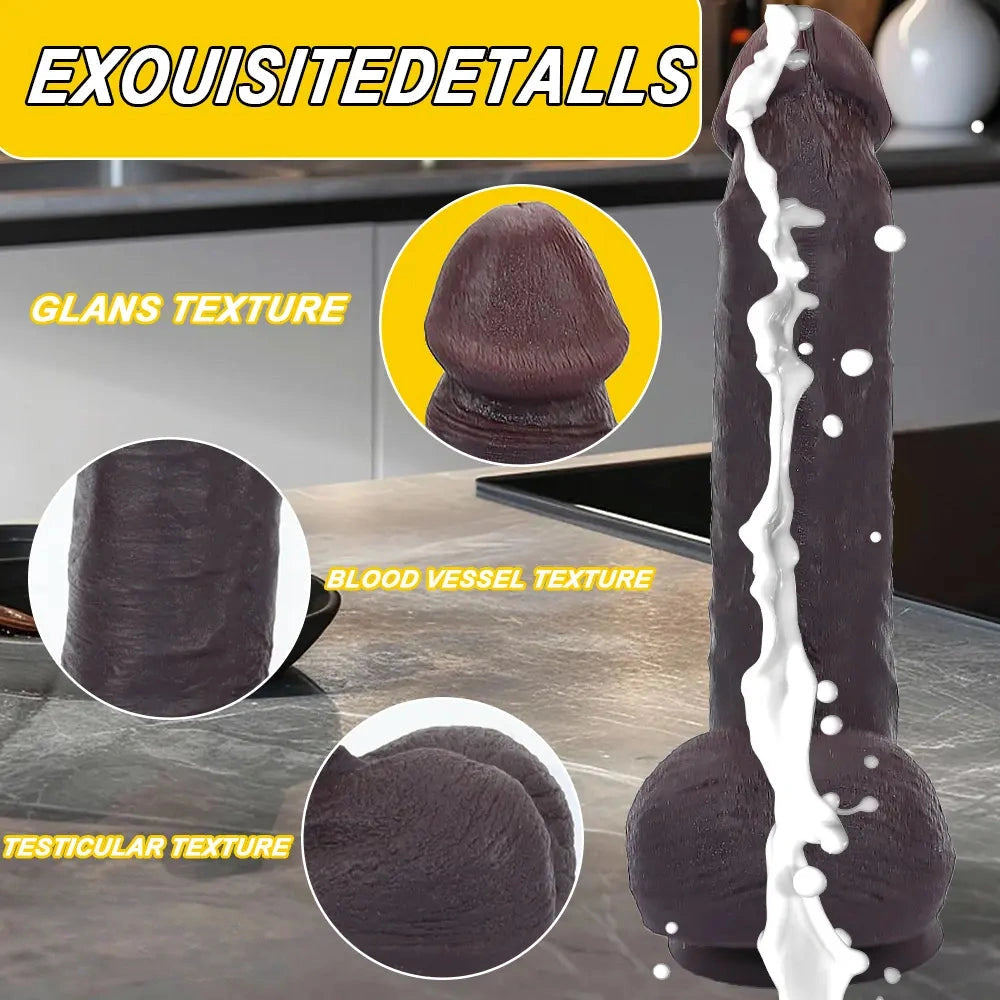8.67in Double Layer Silicone Soft Big Dildo For Vaginal and Anal Masturbation