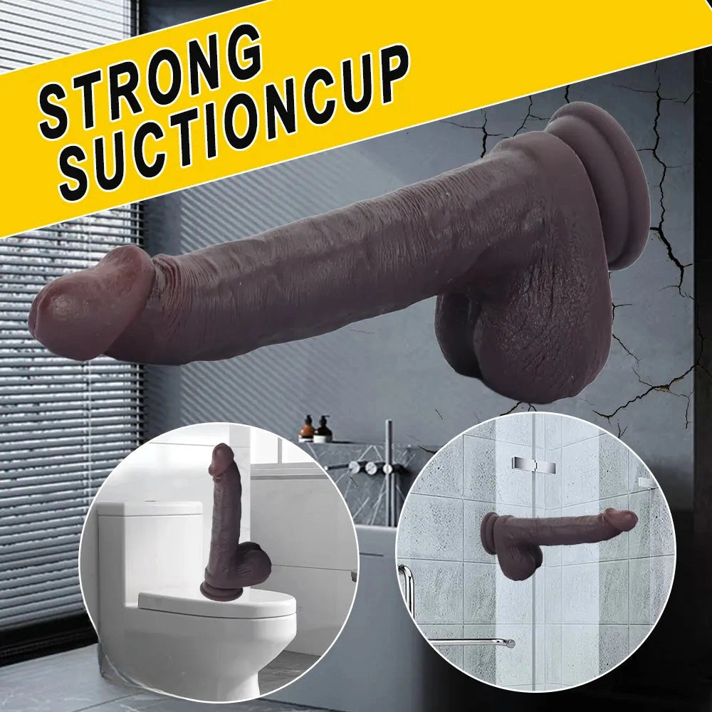 8.67in Double Layer Silicone Soft Big Dildo For Vaginal and Anal Masturbation