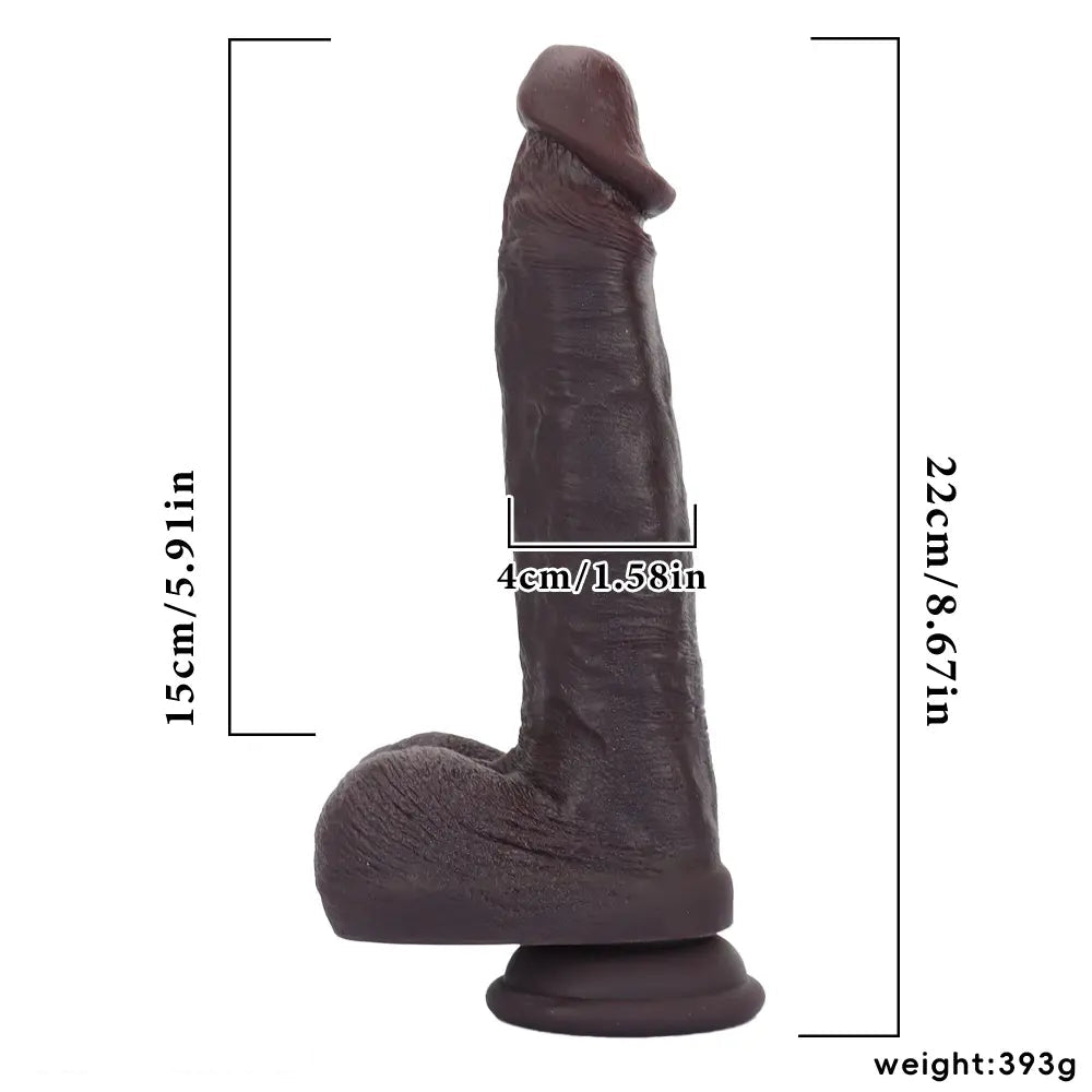 8.67in Double Layer Silicone Soft Big Dildo For Vaginal and Anal Masturbation