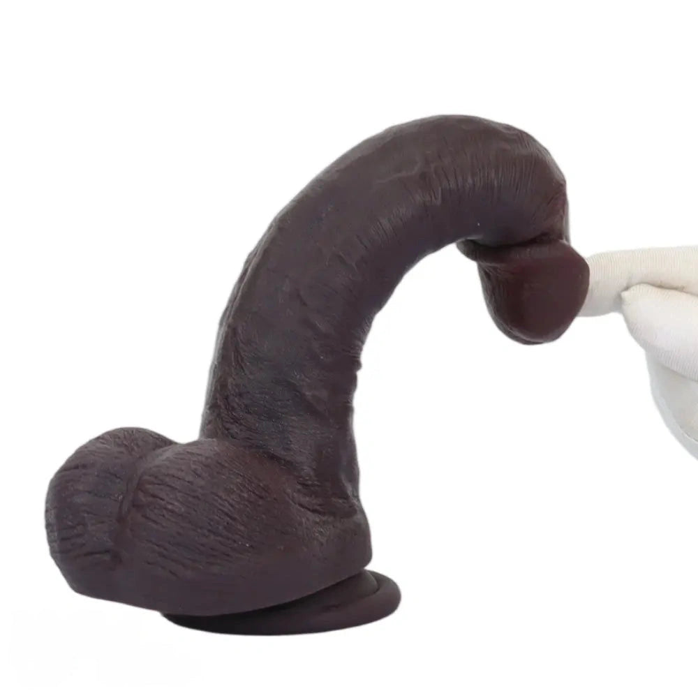 8.67in Double Layer Silicone Soft Big Dildo For Vaginal and Anal Masturbation