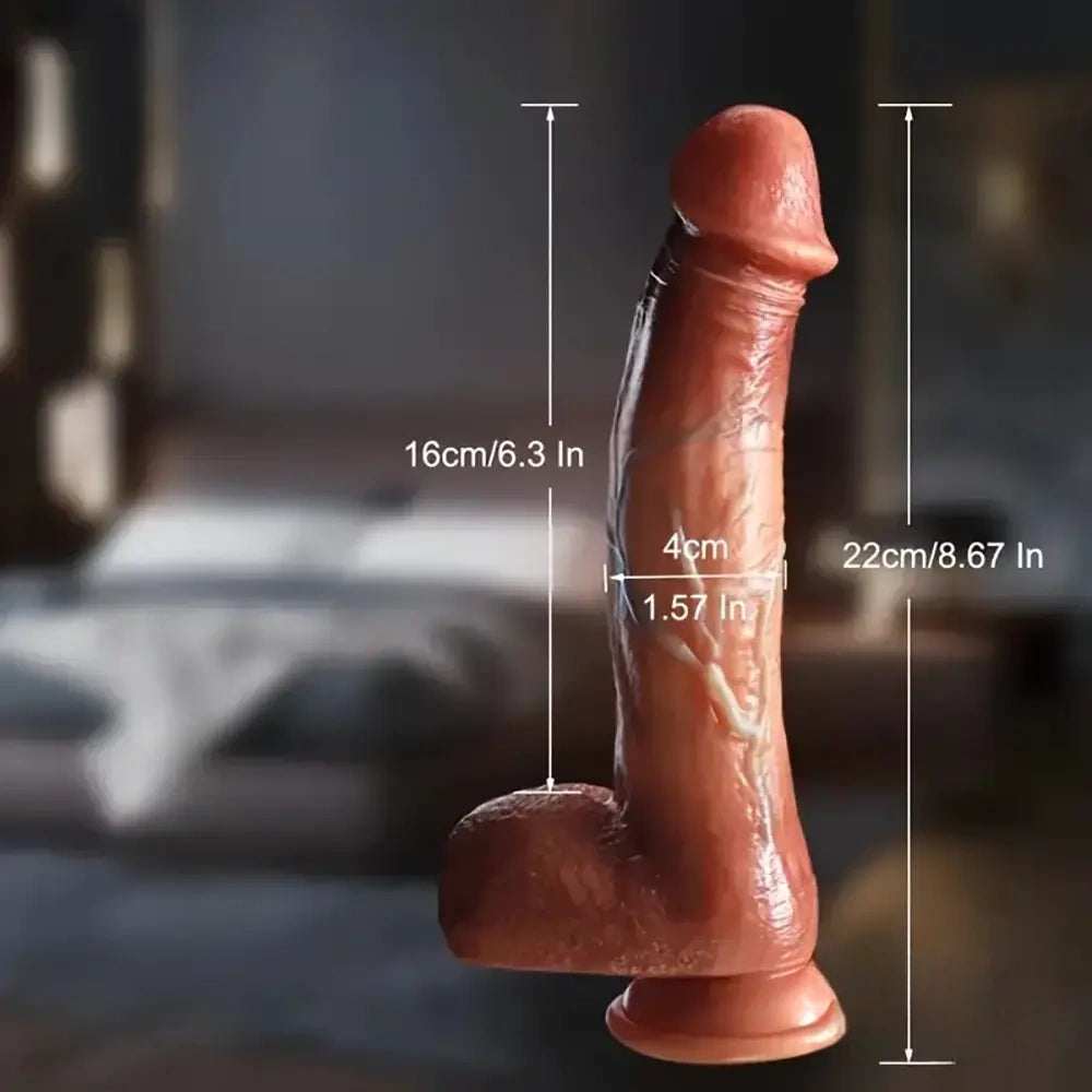 8.67in Premium Silicone Realistic Big Dildo For G Spot Play Sex Toy