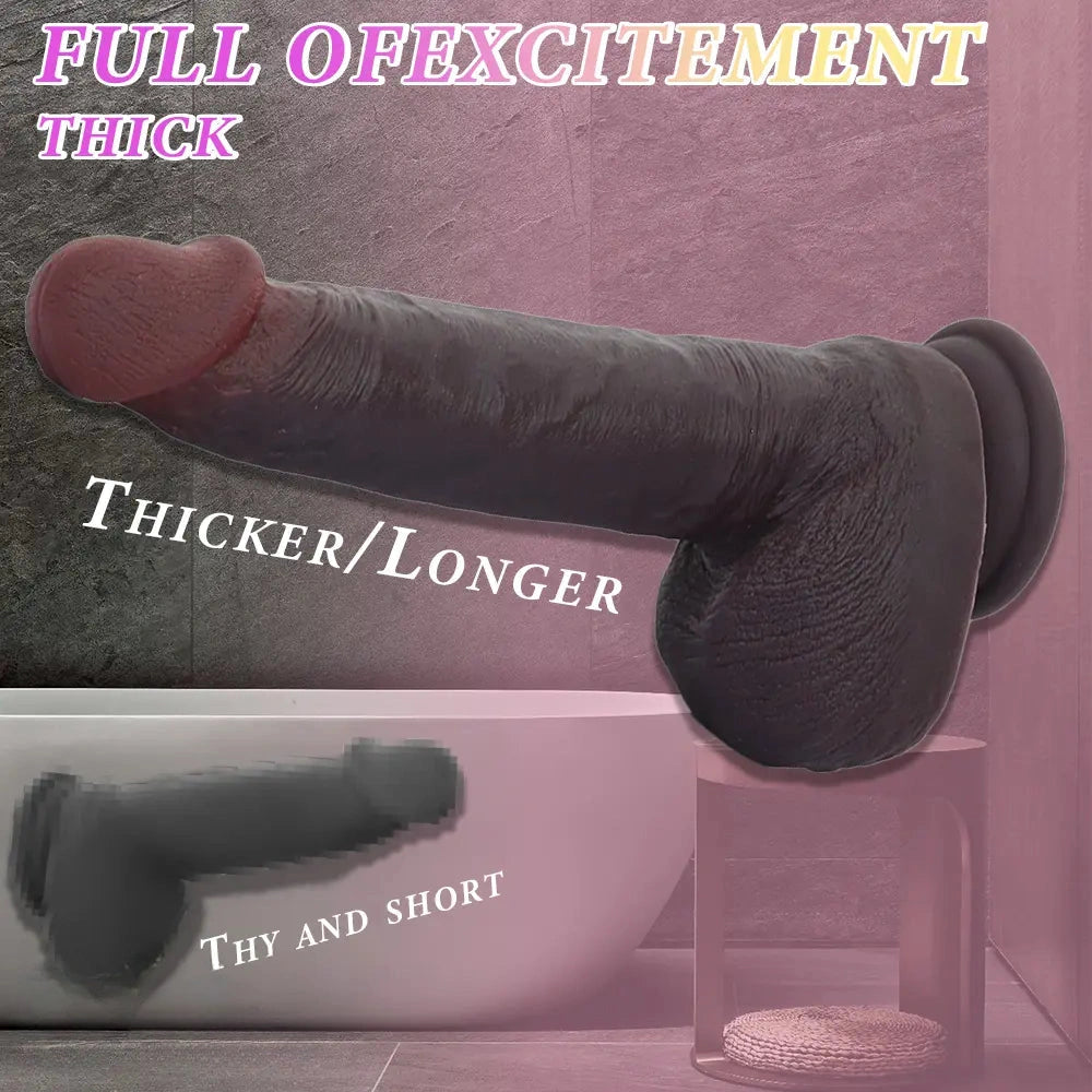 8.67in Real Skin Silicone Soft Big Dildo For Handsfree Pleasure Couple Cock