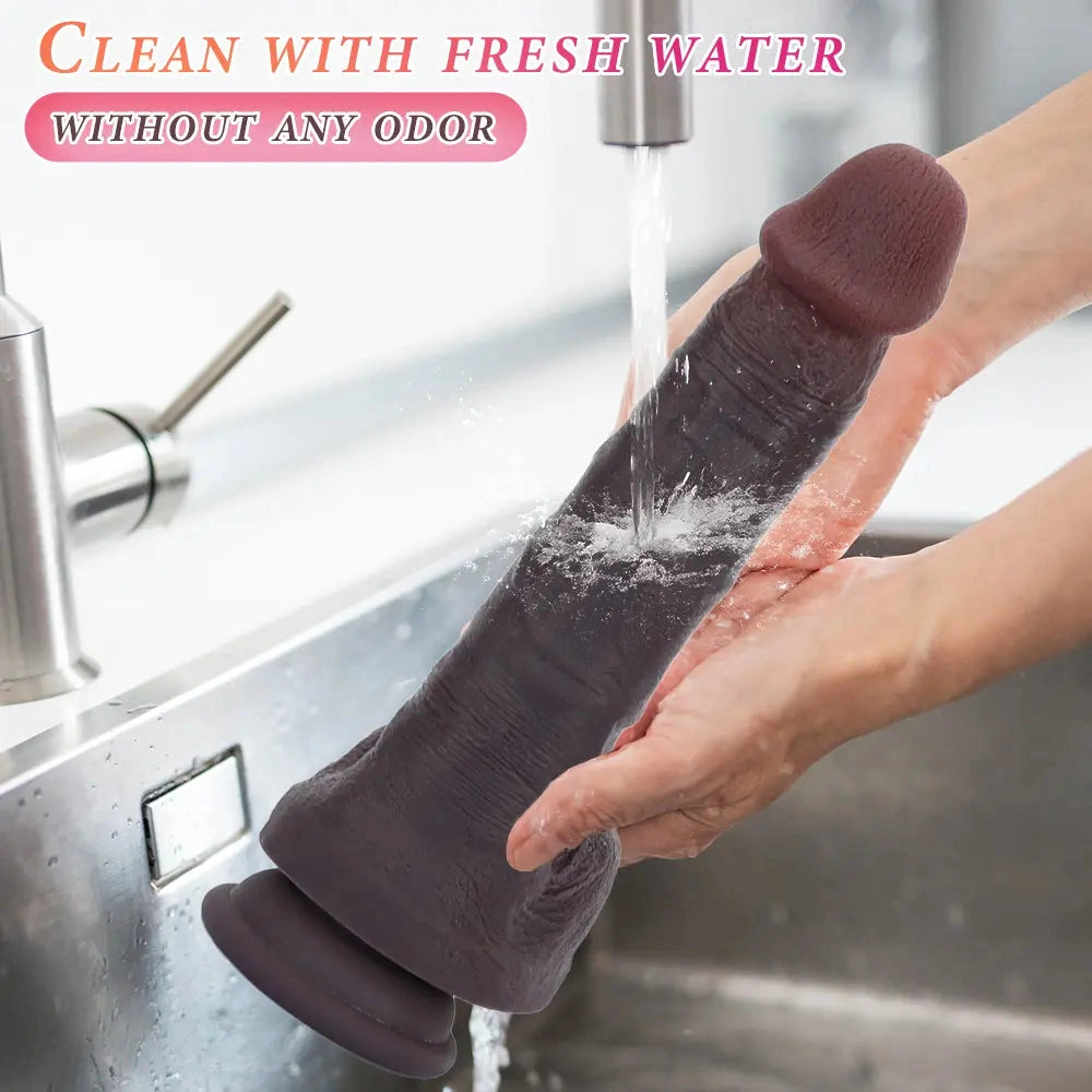8.67in Real Skin Silicone Soft Big Dildo For Handsfree Pleasure Couple Cock