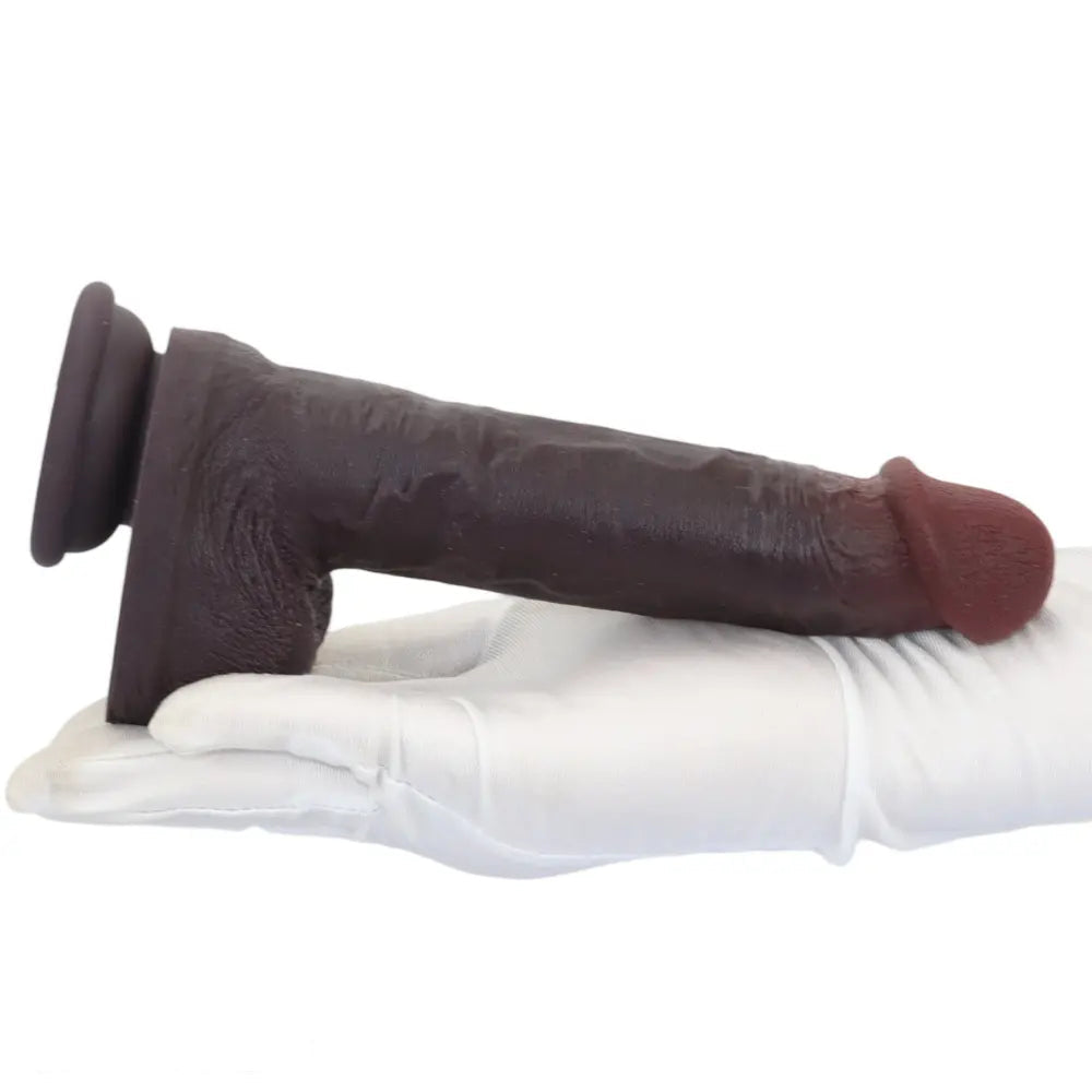 8.67in Real Skin Silicone Soft Big Dildo For Handsfree Pleasure Couple Cock