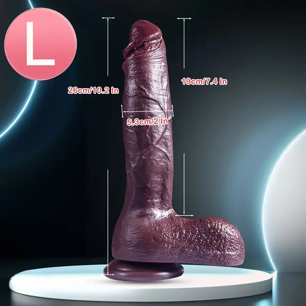 8.6in 10.2in Silicone Soft Ebony Big Dildo Flexible Masturbation Sex Toy