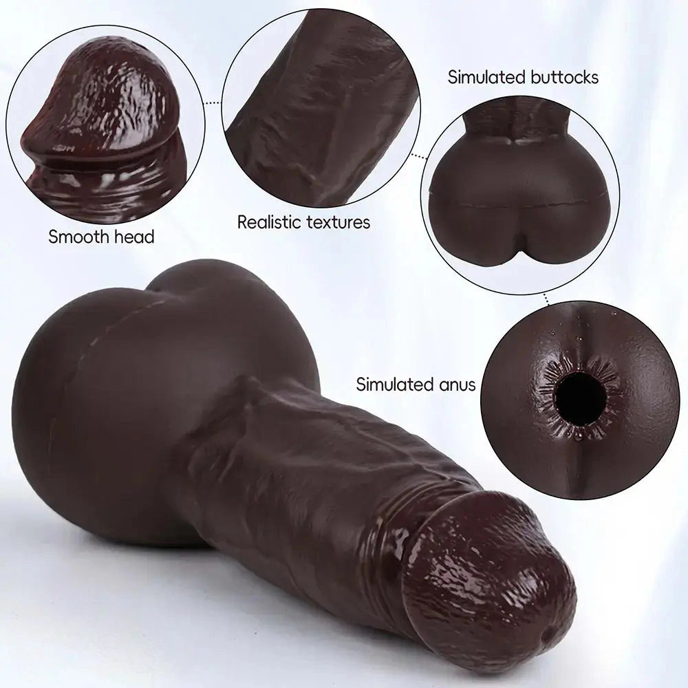 8.6in 3D Anal Tunnel Pocket Pussy Dildo With Anus Smooth Head Cock Toy