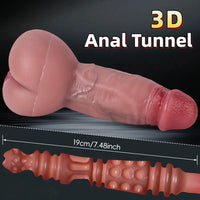 8.6in 3D Anal Tunnel Pocket Pussy Dildo With Anus Smooth Head Cock Toy