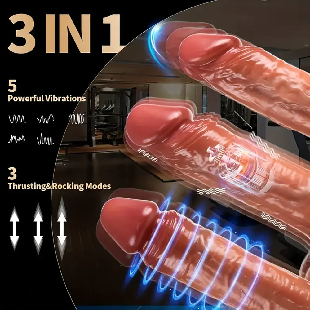 8.6in 3in1 Rocking Thrusting Heating Vibrating Soft Silicone Male Dildo