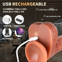8.6in 3in1 Rocking Thrusting Heating Vibrating Soft Silicone Male Dildo