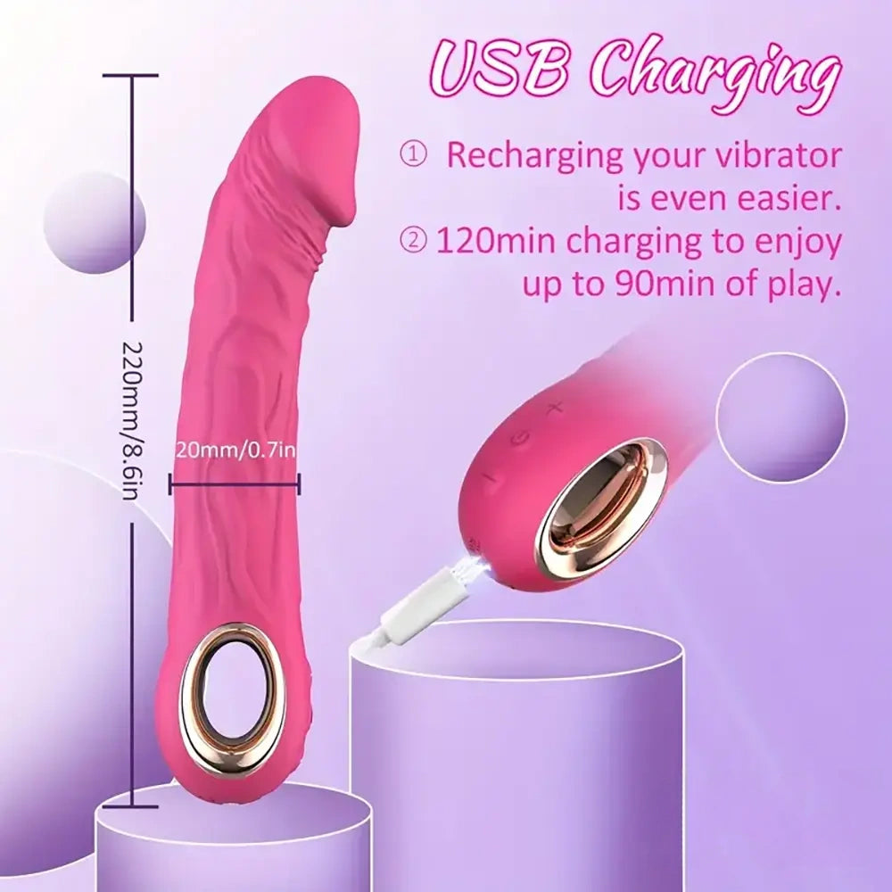 8.6in Premium Silicone Vibrating Realistic Dildo Women Vibrator