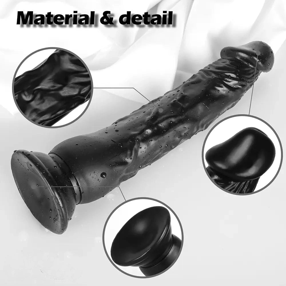 8.6in PVC Big Black Dildo Penis Adult Toy For Couples Anal Vagina