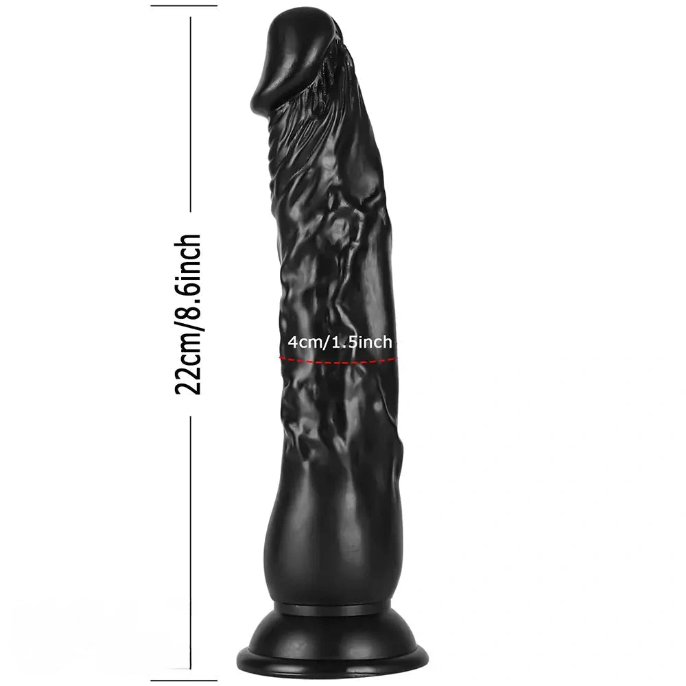 8.6in PVC Big Black Dildo Penis Adult Toy For Couples Anal Vagina
