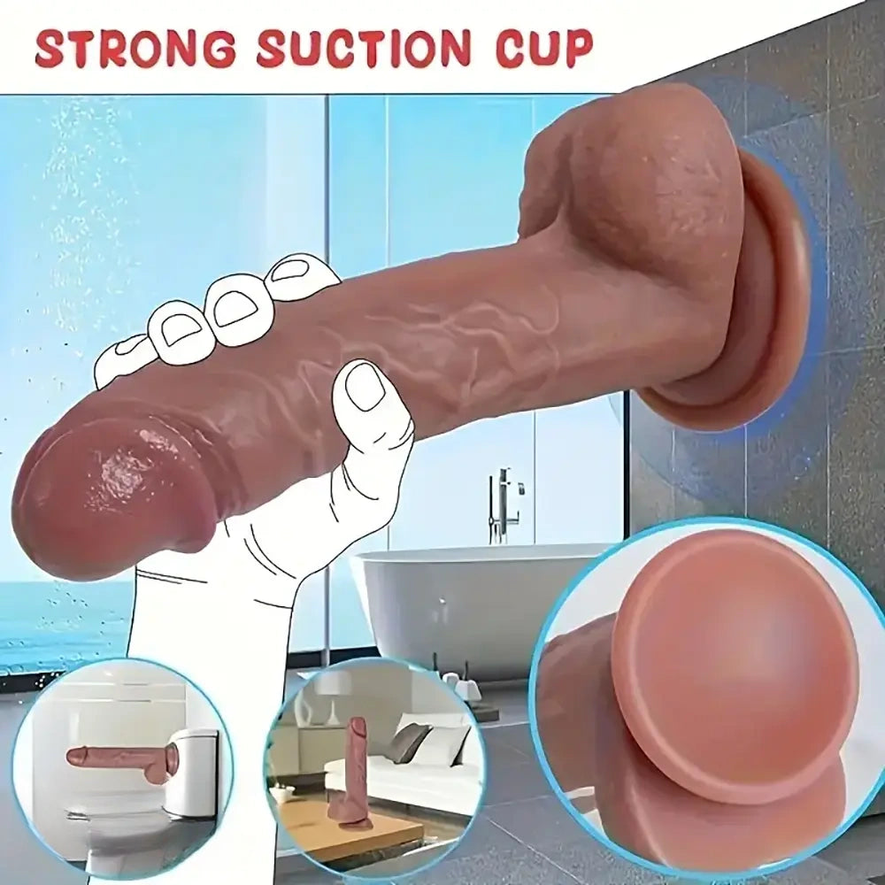 8.6in Real Feeling Big Silicone Soft Automatic Vibrating Electric Dildo