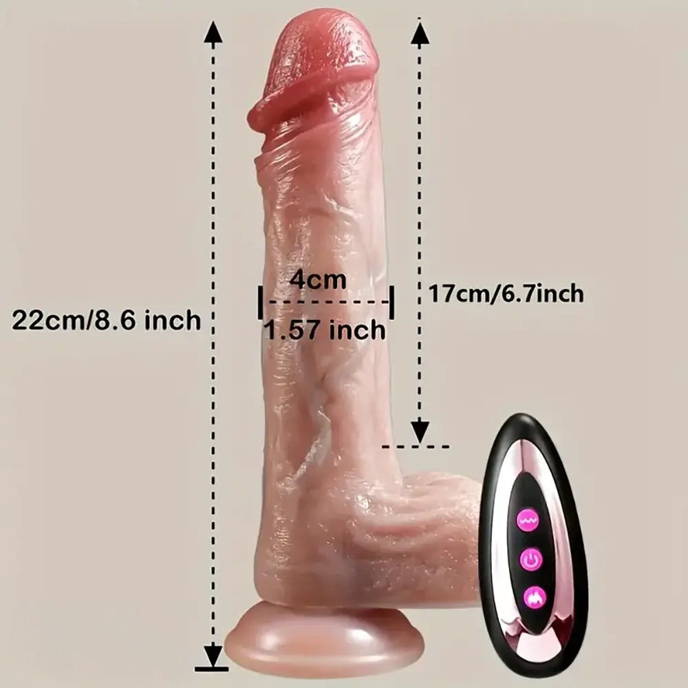 8.6in Remote Control Dildo With Electric Thrusting Heating Vibration