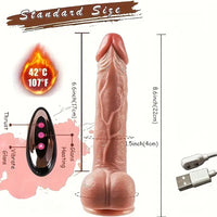 8.6in Telescopic Vibrating Heating Remote Silicone Soft G Spot Big Dildo
