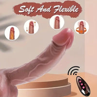8.6in Telescopic Vibrating Heating Remote Silicone Soft G Spot Big Dildo