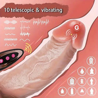8.6in Telescopic Vibrating Heating Remote Silicone Soft G Spot Big Dildo