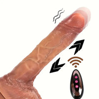 8.6in Thrusting Heating Vibrating Soft Silicone Dildo With Blue Veins