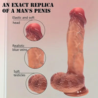 8.6in Thrusting Heating Vibrating Soft Silicone Dildo With Blue Veins