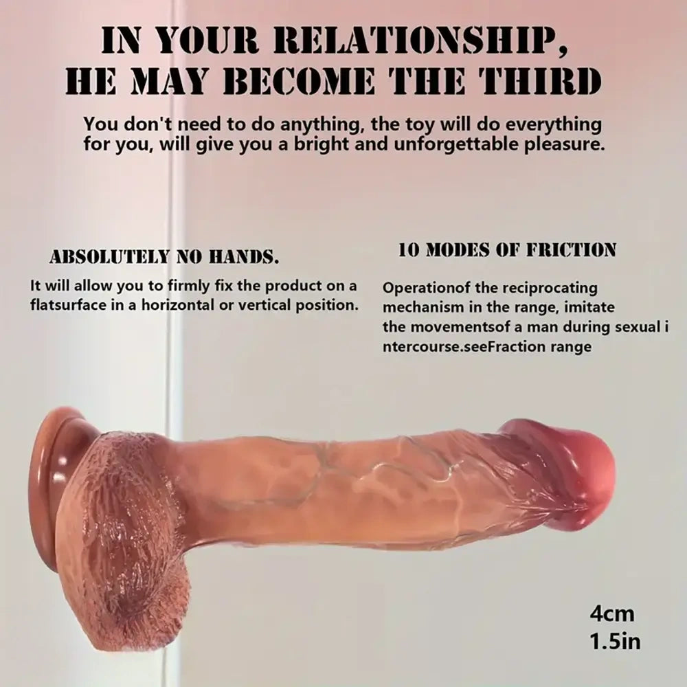 8.6in Thrusting Heating Vibrating Soft Silicone Dildo With Blue Veins