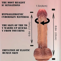 8.6in Thrusting Heating Vibrating Soft Silicone Dildo With Blue Veins
