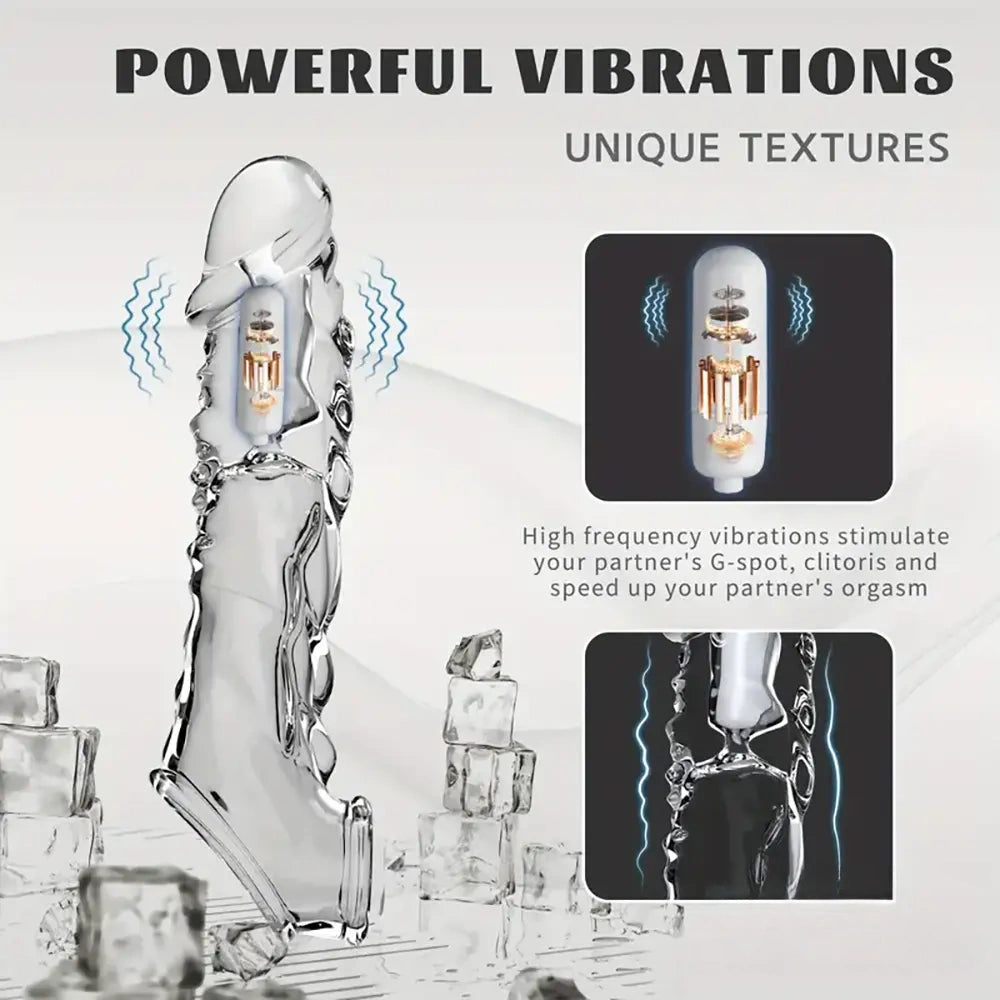 8.6in Vibrating Dildo Sleeve Silicone Soft Cock Enlargement Sex Toy