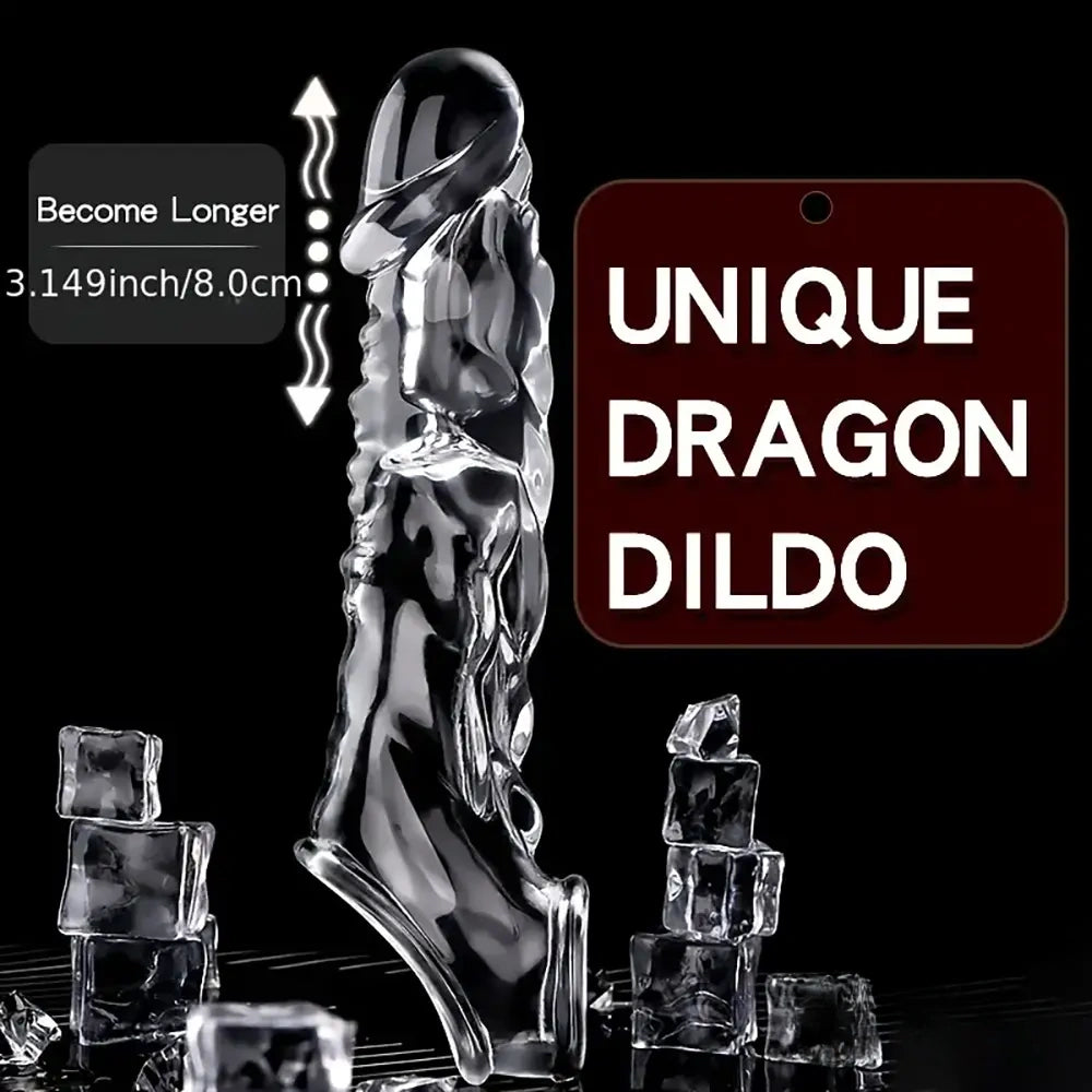 8.6in Vibrating Dildo Sleeve Silicone Soft Cock Enlargement Sex Toy