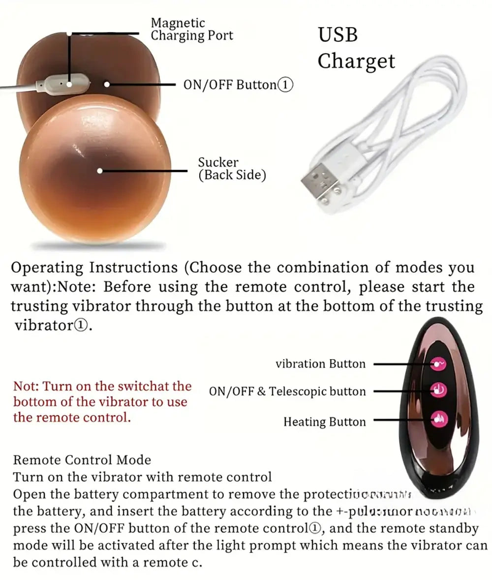 8.6in Vibrating Thrusting Big Silicone Soft Heated Dildo For Women Men Sex