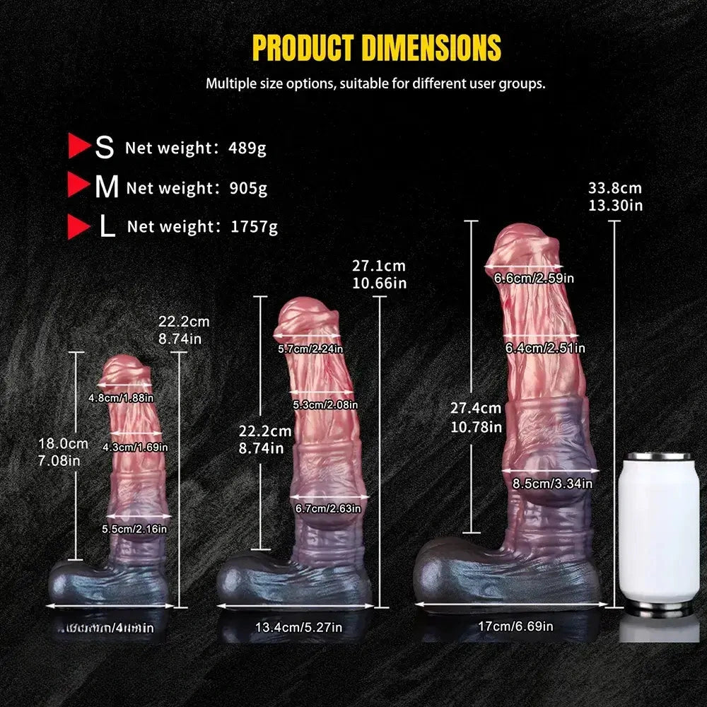 8.74in 10.66in 13.3in Fantasy Dual Layer Silicone Muscle Horse Big Dildo