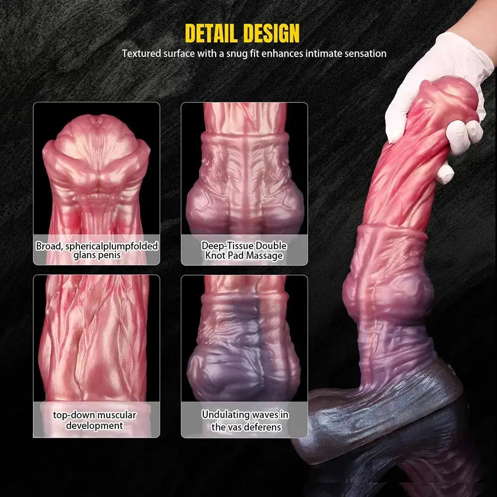 8.74in 10.66in 13.3in Fantasy Dual Layer Silicone Muscle Horse Big Dildo
