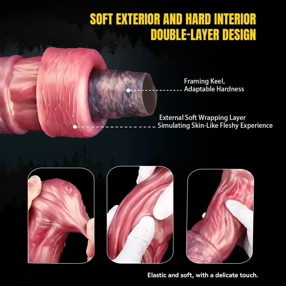 8.74in 10.66in 13.3in Fantasy Dual Layer Silicone Muscle Horse Big Dildo