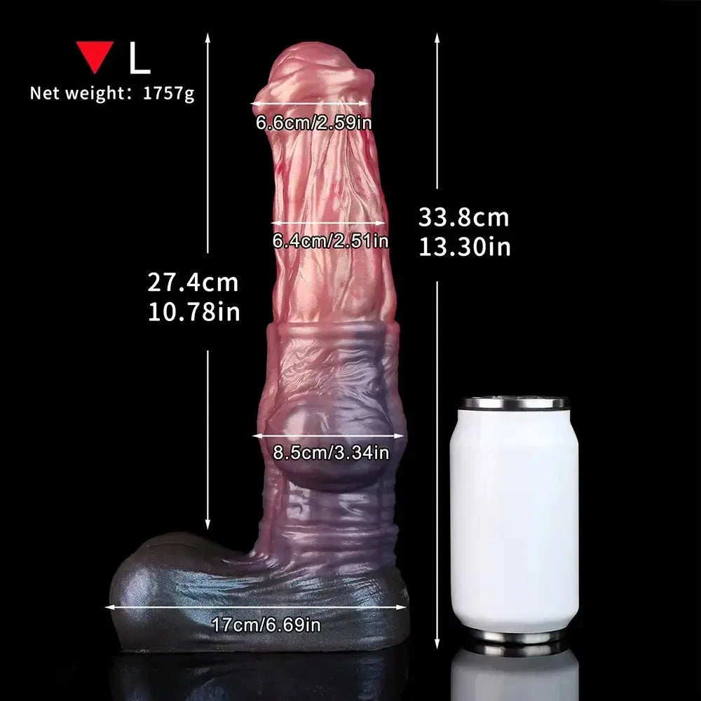 8.74in 10.66in 13.3in Fantasy Dual Layer Silicone Muscle Horse Big Dildo