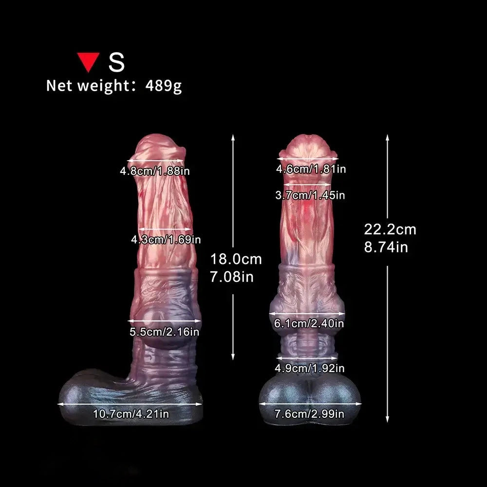 8.74in 10.66in 13.3in Fantasy Dual Layer Silicone Muscle Horse Big Dildo