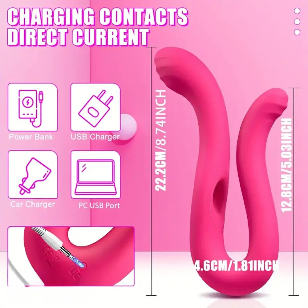 8.74in Dual Heads Vibrating Automatic Dildo For Internal Simultaneous