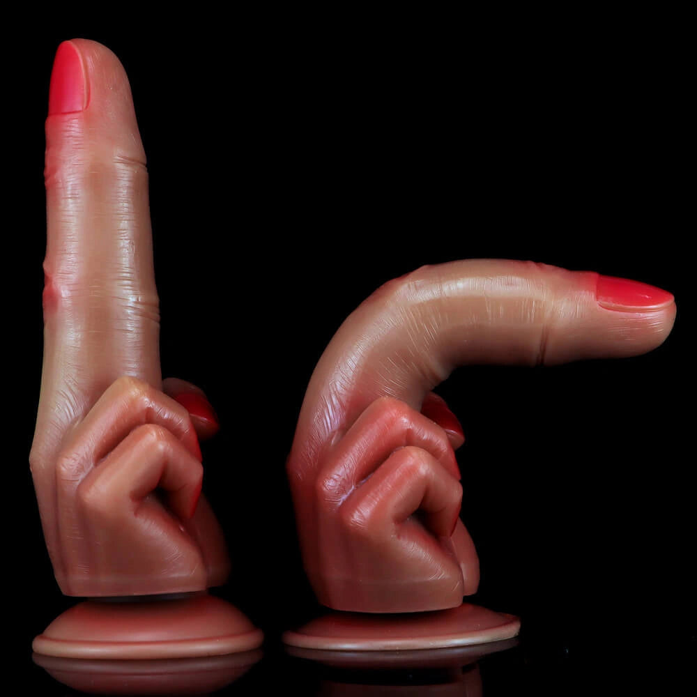 8.74in New Style Makeup 3D Printed Real Feeling Finger Dildo Sex Toy